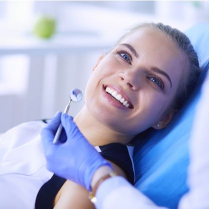 A patient undergoing a dental exam